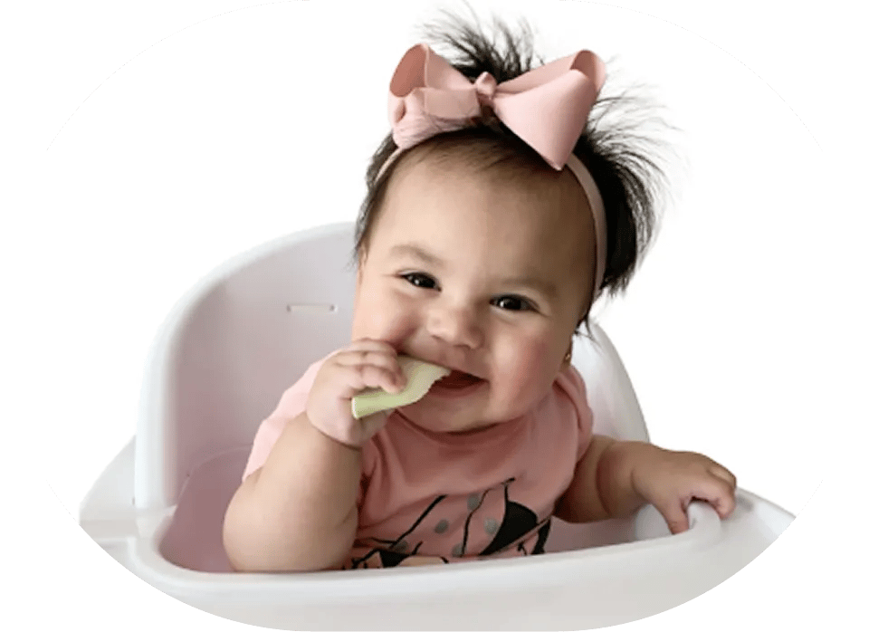 Happy baby eating